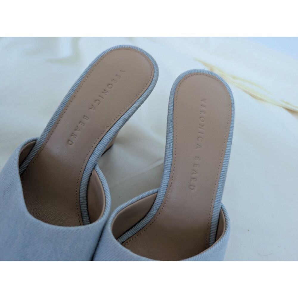 Veronica Beard Dali Slide Wedge Sandals Shoes Light Blue Denim Sz 6.5M - Picture 7 of 16
